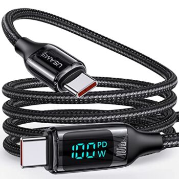 Wiredge USB C to USB C Cable 5A PD 100W LED Display Cable 4ft QC5.0 PPS Super Fast Charging Type-C Phone Nylon Braided Charger Cord 480Mbps Data Compatible with iPad MacBook Samsung Galaxy Pixel PS5 | The Storepaperoomates Retail Market - Fast Affordable Shopping