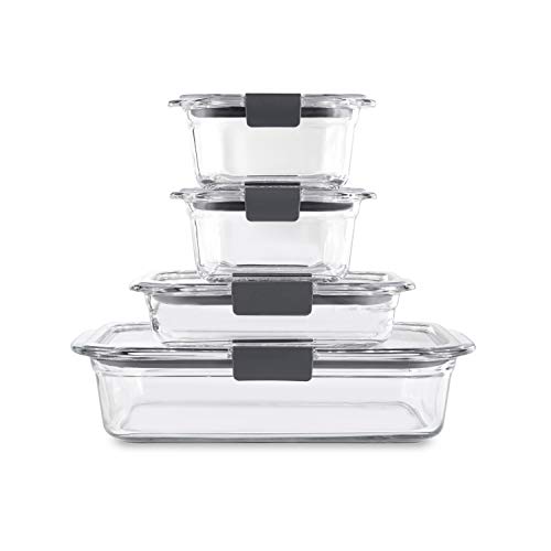 Rubbermaid Brilliance Glass Storage Set of 4 Food Containers with Lids (8 Pieces Total), Set, Assorted, Clear & Brilliance Glass Storage 4.7-Cup Food Containers with Lids, Clear (Pack of 3) | The Storepaperoomates Retail Market - Fast Affordable Shopping