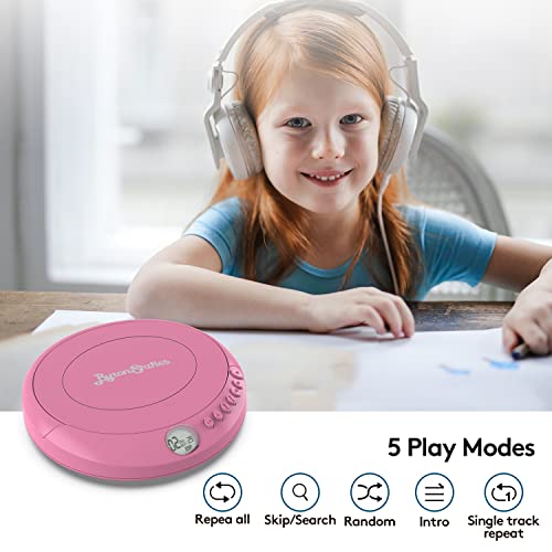 ByronStatics Portable Disc CD player, Personal Walkman Music CD Players Anti-Skip Shockproof Protection, Portable and Lightweight, Headphones Jack, Powered DC or 2XAA Battery – Pink | The Storepaperoomates Retail Market - Fast Affordable Shopping