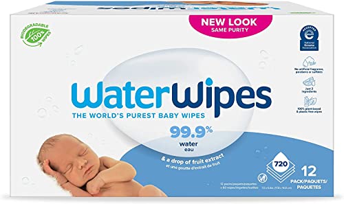 WaterWipes Biodegradable Original Baby Wipes, 99.9% Water Based Wipes, Unscented & Hypoallergenic for Sensitive Skin, 60 Count (Pack of 12) | The Storepaperoomates Retail Market - Fast Affordable Shopping