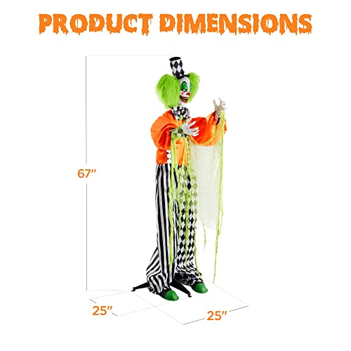 Best Choice Products Funhouse Freddy The Motion Activated Animatronic Killer Clown Halloween Prop w/Pre-Recorded Lines, Light-Up Eyes, Moving Arms & Head | The Storepaperoomates Retail Market - Fast Affordable Shopping