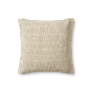 Loloi PAR0008 Throw-Pillows, 18” x 18” Cover w/Poly, Sand/Natural