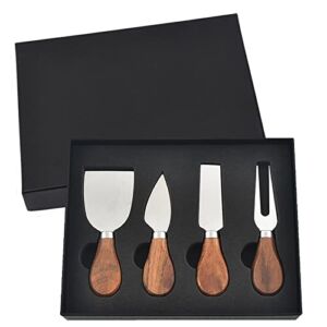4Pcs Cheese Knife Set – Stainless Steel Cheese Knives with Acacia Wood Handle – Charcuterie Knife Set for Party and Holiday