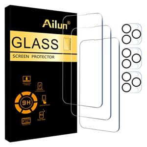Ailun 3 Pack Screen Protector for iPhone 14 Pro[6.1 inch] + 3 Pack Camera Lens Protector,Sensor Protection,Dynamic Island Compatible,Case Friendly Tempered Glass Film,[9H Hardness] – HD