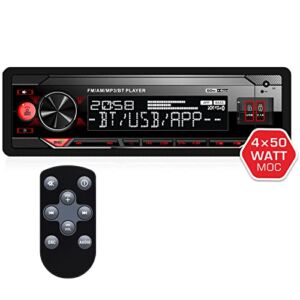 Single Din Car Stereo with Bluetooth: in Dash Digital Multimedia Receiver – Dual USB SD AUX Input | AM FM Car Radio | APP Control | Wireless Remote | Quick Charge