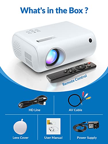 Mini Projector, CLOKOWE 2022 Upgraded Portable Projector with 7000 Lux and Full HD 1080P, Movie Projector Compatible with iOS/Android Phone/Tablet/Laptop/PC/TV Stick/Box/USB Drive/DVD/Game Console | The Storepaperoomates Retail Market - Fast Affordable Shopping