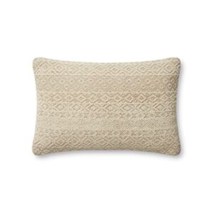 Loloi PAR0010 Throw-Pillows, 13” x 21” Cover w/Down, Sand/Ivory
