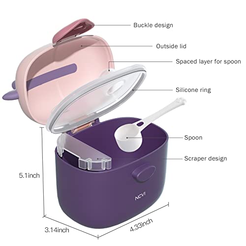 NCVI Baby Formula Dispenser with Scoop and Leveller Portable Storage Formula Containers for Travel, Non-Spill Smart Baby Milk Powder Formula Dispenser for Fruits, Snacks and Nuts (Purple) | The Storepaperoomates Retail Market - Fast Affordable Shopping
