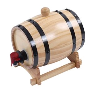 Wine Pine Barrel Dispenser, Professionally Handcrafted Self Brewed Decoration Wooden Barrel Party Supplies Practical Gift for Home Counter Bar Wine, Spirits, Beer, and Liquor Storage Barrel(3L)