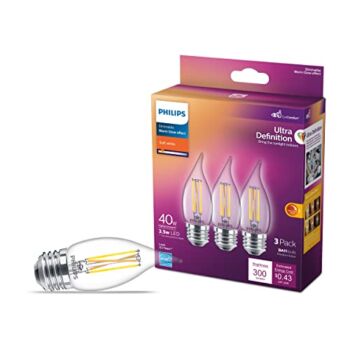 Philips LED Ultra Definition Flicker-Free Dimmable, Eye Comfort Technology, Soft White 2700K BA11 Clear Glass Light Bulb, 300 Lumen, 3.5W=40W, E26 Base, Title 20 Certified, 3-Pack (566679) | The Storepaperoomates Retail Market - Fast Affordable Shopping