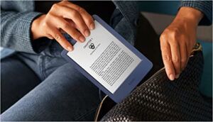 All-new Kindle (2022 release) – The lightest and most compact Kindle, now with a 6” 300 ppi high-resolution display, and 2x the storage – Without Lockscreen Ads – Denim