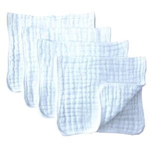 Muslin Burp Cloths 4 Pack Large 20″ by 10″ 100% Cotton 6 Layers Extra Absorbent and Soft by Synrroe