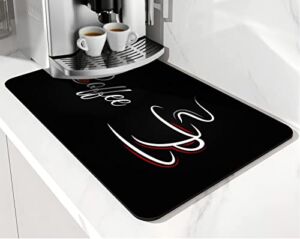 Coffee Mat Absorbent and Quick Dry Mat Hide Stain Rubber Backed Anti-Slip Drying Mat 19.5x12in for Kitchen Counter-Coffee Bar