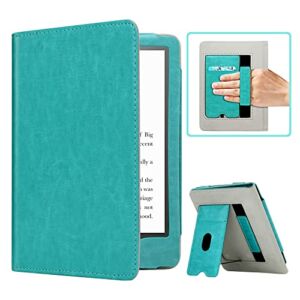 RSAquar Kindle Paperwhite Case for 11th Generation 6.8″ and Signature Edition 2021 Released, Premium PU Leather Cover with Auto Sleep Wake, Hand Strap, Card Slot and Foldable Stand, Sky Blue