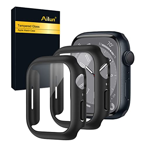 Ailun for Apple Watch Series 8 & 7 Screen Protector [45mm],Hard PC Case [2 Pack][Black] | The Storepaperoomates Retail Market - Fast Affordable Shopping