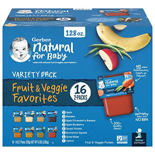 Gerber Baby Food 2nd Foods Variety Pack, Fruit & Veggie Puree Favorites, 8 Ounce Tubs, 2-Pack (Pack of 16) | The Storepaperoomates Retail Market - Fast Affordable Shopping
