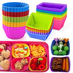 XANGNIER Silicone Lunch Box Dividers,40 Pcs Silicone Cupcake Liners,Bento Box Accessories for Kids