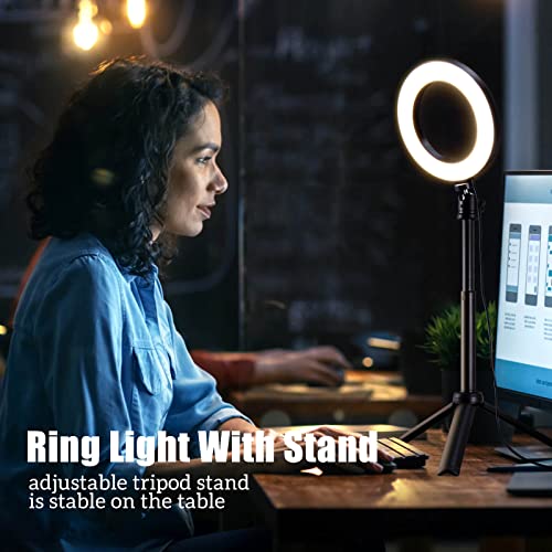 Selfie Ring Light for Zoom Meeting, Dimmable Desktop LED Circle Light with Tripod Stand, 6” Lighting Kit Gifts for Live Streaming/Laptop Video Conference/Makeup/YouTube/Vlog/Video Recording | The Storepaperoomates Retail Market - Fast Affordable Shopping