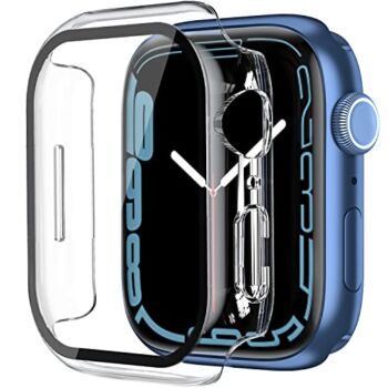 Smiling 2 Pack Case Built in Tempered Glass Screen Protector Compatible with Apple Watch Series 7 45mm, Hard PC Case Ultra-Thin Bumper Overall Protective Cover- Transparent | The Storepaperoomates Retail Market - Fast Affordable Shopping