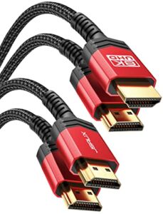8K HDMI Cables 2.1 10FT 2-Pack，JSAUX 48Gbps 8K & 4K Ultra High Speed Cords(8K@60Hz 7680×4320, 4K@120Hz) eARC HDR10 HDCP 2.2 & 2.3 3D, Compatible for PS5/PS4/X-Box/Roku TV/HDTV/Blu-ray/LG/Samsung QLED