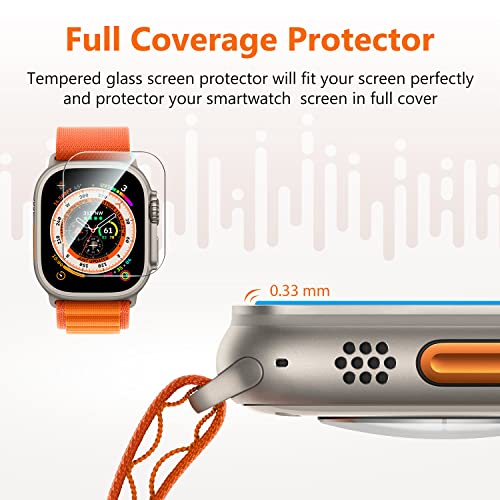 UniqueMe Screen Protector Compatible with Apple Watch Ultra 49mm – Tempered Glass (Military-Grade Shockproof) Case-Friendly Anti-Scratch Bubble-Free Waterproof Clear Cover for iWatch Ultra, 4 Pack | The Storepaperoomates Retail Market - Fast Affordable Shopping
