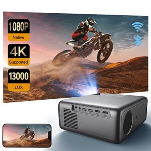 Raydem Video Projector 13000L 350ANSI Native 1080P 200″ Display, 5G WiFi and Bluetooth 5.0, Outdoor Movie LED Overhead Projector Supports 4K, HD, Home Theater Projector Compatible with TV Stick,Phone