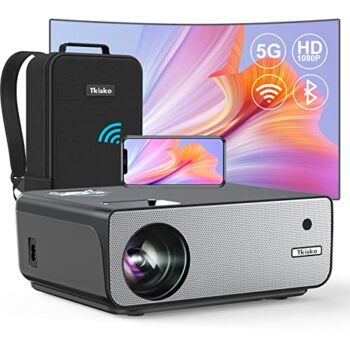 5G WiFi Bluetooth Projector, 4K-Supported Tkisko Native 1080P Projector, 450 ANSI LM 13000lm Outdoor Movie Projector, ±50° 4D/4P Keystone Correction, 50% Zoom, Compatible with Phones, Laptop, Switch | The Storepaperoomates Retail Market - Fast Affordable Shopping
