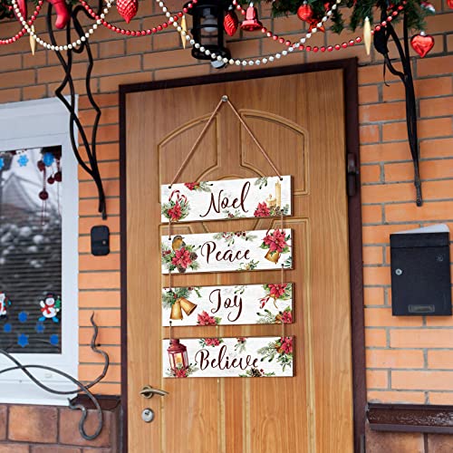 4 Rustic Christmas Decorations Christmas Wooden Wall Decor Christmas Vintage Joy Noel Peace Believe Signs Ornaments Snowflakes Wooden Hanging Plaque for Living Room Bedroom (White, Poinsettia) | The Storepaperoomates Retail Market - Fast Affordable Shopping