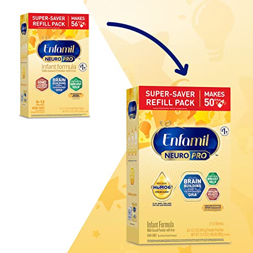 Enfamil NeuroPro Baby Formula, Triple Prebiotic Immune Blend with 2’FL HMO & Expert Recommended Omega-3 DHA, Inspired by Breast Milk, Non-GMO, Refill Box, 4 Count (Pack of 1) (Packaging May Vary) | The Storepaperoomates Retail Market - Fast Affordable Shopping