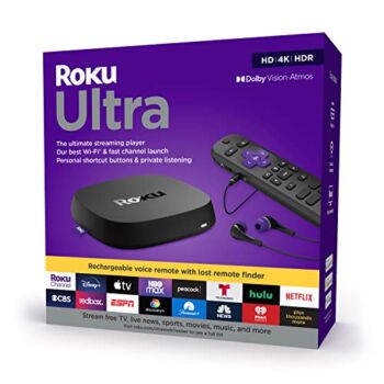 Roku Ultra 2022 4K/HDR/Dolby Vision Streaming Device and Roku Voice Remote Pro with Rechargeable Battery, Hands-Free Voice Controls, Lost Remote Finder, and Private Listening | The Storepaperoomates Retail Market - Fast Affordable Shopping
