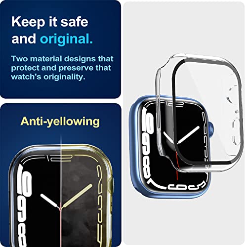 Smiling 2 Pack Case Built in Tempered Glass Screen Protector Compatible with Apple Watch Series 7 45mm, Hard PC Case Ultra-Thin Bumper Overall Protective Cover- Transparent | The Storepaperoomates Retail Market - Fast Affordable Shopping