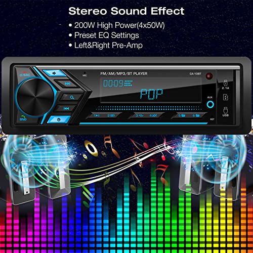 Bluetooth Car Stereo Marine Radio: Single Din LCD Display Audio – Multimedia MP3 Player with FM/AM Radio | Dual USB/SD Card/AUX-in | 2.1A Quick Charge | APP Control | IR Remote | The Storepaperoomates Retail Market - Fast Affordable Shopping