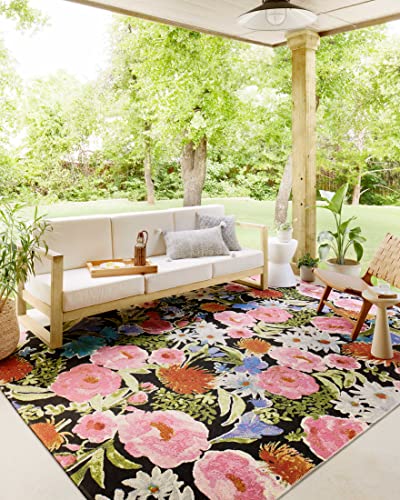 Loloi II Botanical Collection BOT-01 Black / Multi, Indoor/Outdoor 3′-3″ x 3′-3″ Round Accent Rug | The Storepaperoomates Retail Market - Fast Affordable Shopping