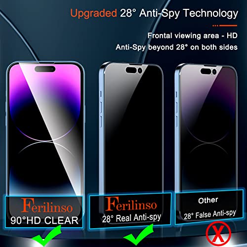 [3+3 Pack] Ferilinso for Apple iPhone 14 Pro Max Privacy Screen Protector Tempered Glass Accessories 3 Pack 9H Anti Spy Privacy Screen for iPhone 14 Pro Max 3 Pack Camera Lens Protector | The Storepaperoomates Retail Market - Fast Affordable Shopping