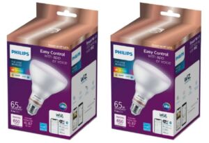 Philips Color and Tunable White BR30 LED 65-Watt Equivalent Dimmable Smart Wi-Fi Wiz Connected Wireless LED Light Bulb, Compatible with Alexa, Google Assistant, Siri, 2-Pack Recessed Can Light Bulbs
