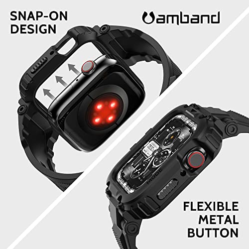 amBand Bands Compatible with Apple Watch 8/7 45mm, M1 Sport Series Rugged Case with Strap Protective Cover for iWatch 6/SE/5/4/3 42/44/45mm Men Black | The Storepaperoomates Retail Market - Fast Affordable Shopping