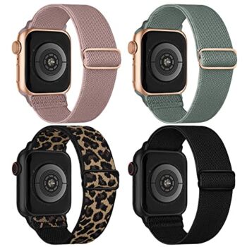 Stretchy Nylon Solo Loop Bands Compatible with Apple Watch 38mm 40mm 41mm, Adjustable Braided Sport Elastic Wristbands Women Men Straps for iWatch Series Ultra/8/7/6/5/4/3/2/1/SE, 4 Packs | The Storepaperoomates Retail Market - Fast Affordable Shopping