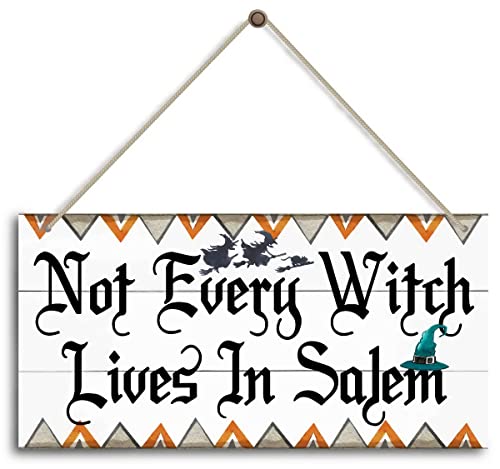 Halloween Sign Decor, Not Every Witch Lives In Salem, Winter Seasonal Christmas Wall Art Hanging Wooden Sign Merry Xmas Holiday Decorations for Home Outside Indoor | The Storepaperoomates Retail Market - Fast Affordable Shopping