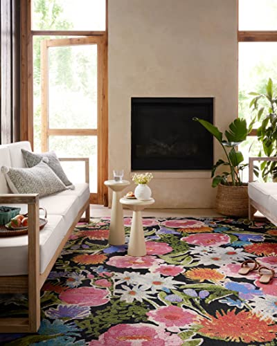 Loloi II Botanical Collection BOT-01 Black / Multi, Indoor/Outdoor 3′-3″ x 3′-3″ Round Accent Rug | The Storepaperoomates Retail Market - Fast Affordable Shopping