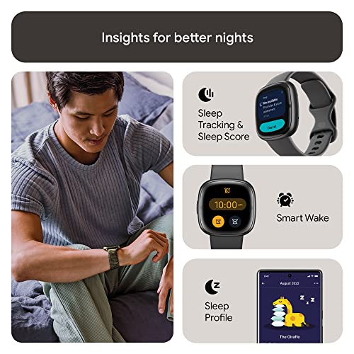 Fitbit Sense 2 Advanced Health and Fitness Smartwatch with Tools to Manage Stress and Sleep, ECG App, SpO2, 24/7 Heart Rate and GPS, Shadow Grey/Graphite, One Size (S & L Bands Included) | The Storepaperoomates Retail Market - Fast Affordable Shopping