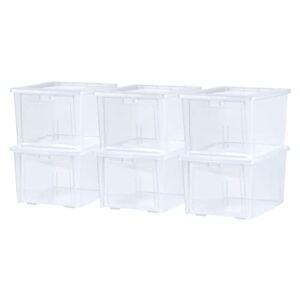 Rubbermaid X-Small All-Access Tote with Lids, Pack of 6, Stackable Storage Bins with Clear Drop-Down Door and Carry Handles, Closet Organization Containers, Clear
