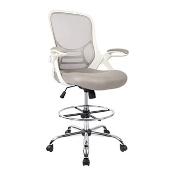 Hylone Drafting Chair, Tall Office Chair Standing Desk Stool with Adjustable Foot Ring, Flip-Up Arms, Mesh High-Back Drafting Table Chair, Grey | The Storepaperoomates Retail Market - Fast Affordable Shopping
