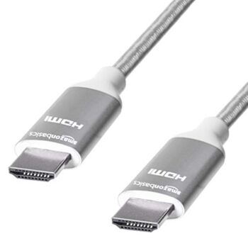 Amazon Basics 10.2 Gbps High-Speed 4K HDMI Cable with Braided Cord, 3-Foot, Silver | The Storepaperoomates Retail Market - Fast Affordable Shopping