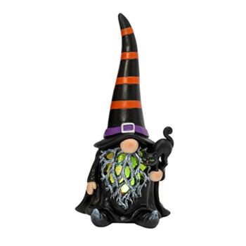 One Holiday Way 9-Inch Black and Orange Halloween Witch Gnome Figurine w/ Light Up Color Changing Beard & Black Cat Accent – Decorative Lighted LED Figure Decoration – Tabletop Shelf Sitter Home Decor | The Storepaperoomates Retail Market - Fast Affordable Shopping