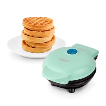 DASH Mini Maker for Individual Waffles, Hash Browns, Keto Chaffles with Easy to Clean, Non-Stick Surfaces, 4 Inch, Aqua | The Storepaperoomates Retail Market - Fast Affordable Shopping