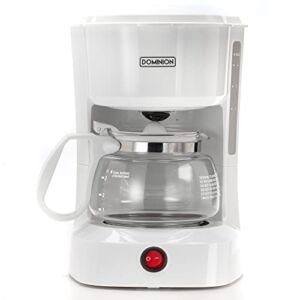 Dominion 4-Cup Coffeemaker Compact Coffee Pot Brewer Machine, Quiet Operation with On / Off LED Indicator Light, Convenient Cord Storage and Auto Pause Feature, Easy Anti-drip Coffeemaker with Coffee Pot and Removable Filter Basket for Office / Home, Whit