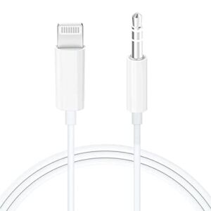 Aux Cord for iPhone, iSkey 3.5mm Aux Cable for Car Compatible with iPhone 13 12 11 XS XR X 8 7 6 iPad iPod for Car Home Stereo, Speaker, Headphone, Support All iOS Version – 3.3ft (White)