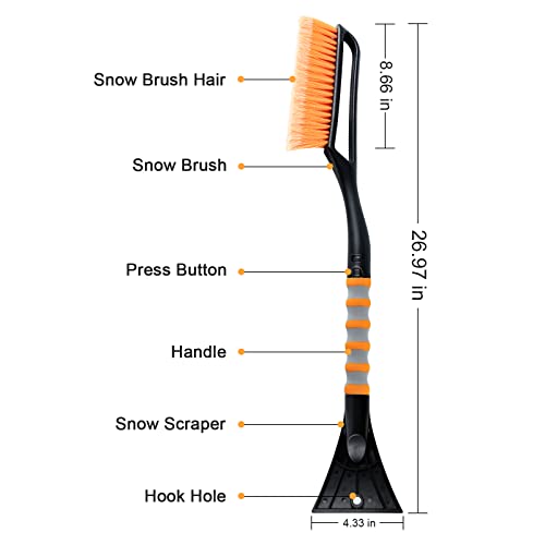 AstroAI 27 Inch Snow Brush and Detachable Ice Scraper with Ergonomic Foam Grip for Cars, Trucks, SUVs (Heavy Duty ABS, PVC Brush) | The Storepaperoomates Retail Market - Fast Affordable Shopping