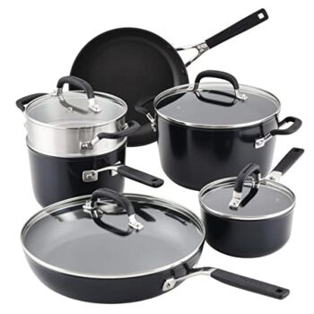 KitchenAid Hard Anodized Nonstick Cookware / Pots and Pans Set, 10 Piece – Matte Black | The Storepaperoomates Retail Market - Fast Affordable Shopping