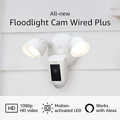 Ring Floodlight Cam Wired Plus with motion-activated 1080p HD video, White (2021 release) | The Storepaperoomates Retail Market - Fast Affordable Shopping